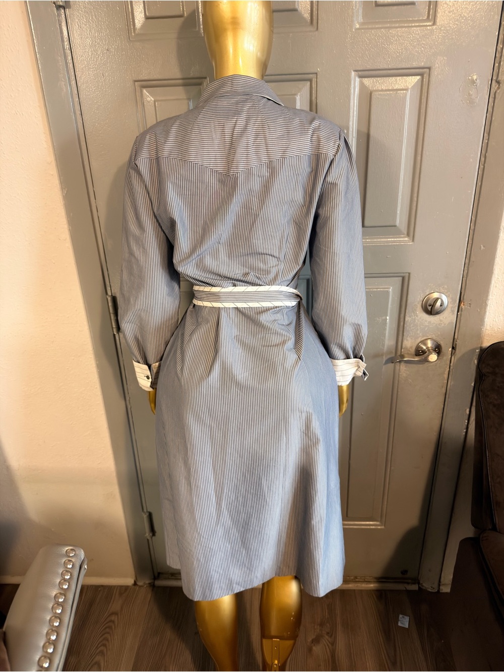 Banana Republic Blue and White Striped Belted Shirt Dress - Picture 5 of 5